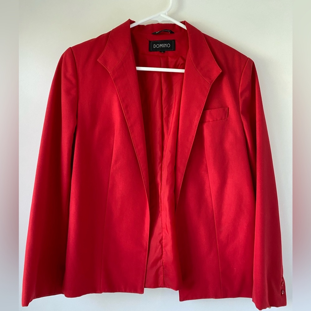 Vintage Domino Red Open Front Blazer Jacket 12